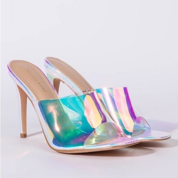 ✨Holographic Mermaid/Snakeskin Iridescent Heels✨🐍8.5 ✨AZALEA WANG✨NEW, SOLD OUT - Picture 3 of 15